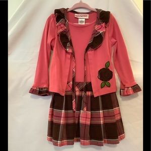 1 Piece Pink Plaid Dress.